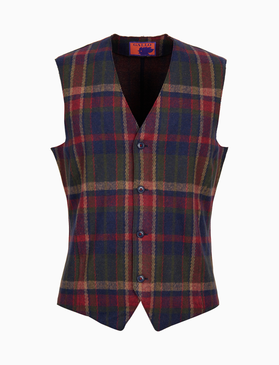 Blue men's waistcoat with diagonal tartan pattern - Gallo 1927 - Official Online Shop