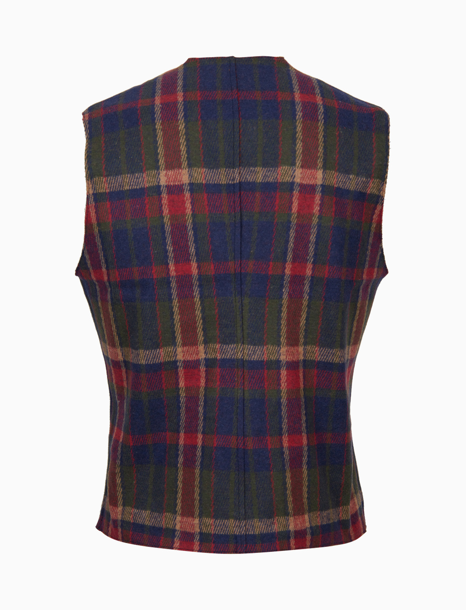 Blue men's waistcoat with diagonal tartan pattern - Gallo 1927 - Official Online Shop