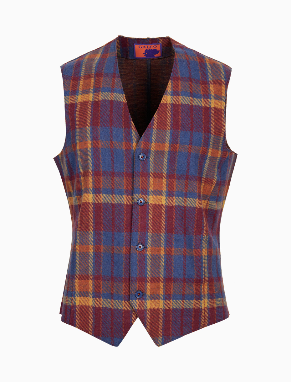 Blue men's waistcoat with diagonal tartan pattern - Gallo 1927 - Official Online Shop