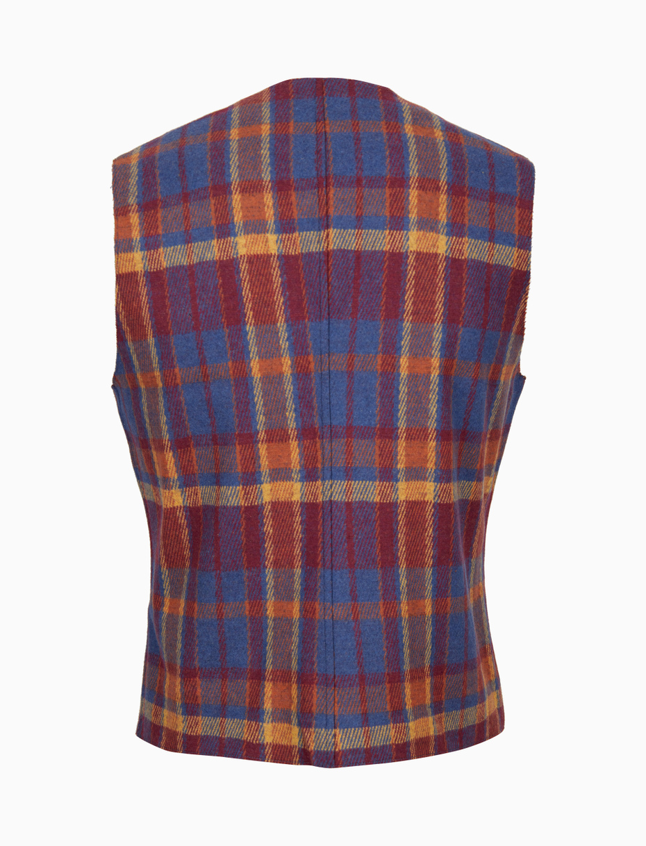 Blue men's waistcoat with diagonal tartan pattern - Gallo 1927 - Official Online Shop
