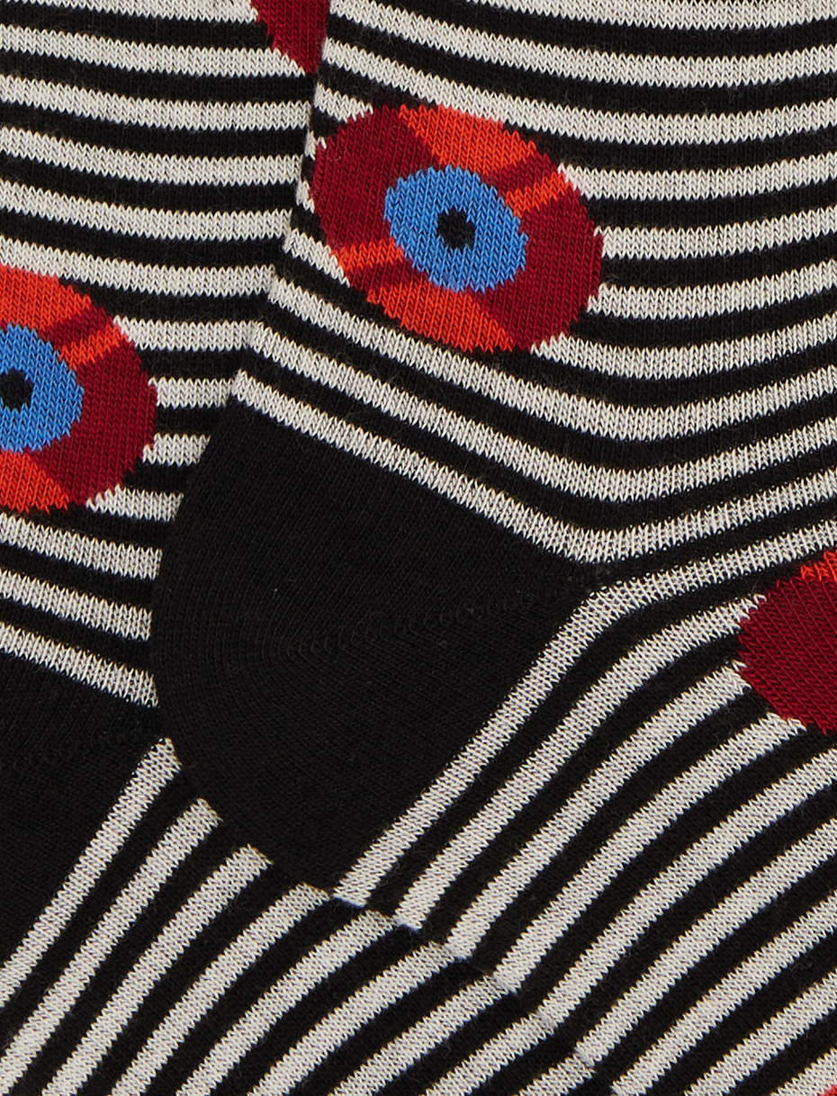 Men's long cotton socks in black vinyl record pattern - Gallo 1927 - Official Online Shop