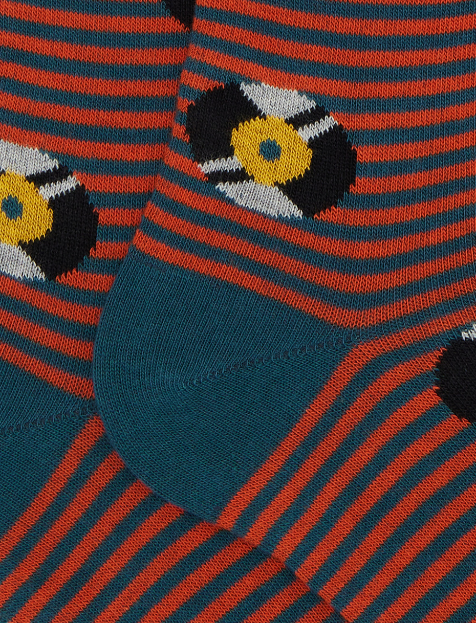 Men's long cotton socks in green vinyl record pattern - Gallo 1927 - Official Online Shop