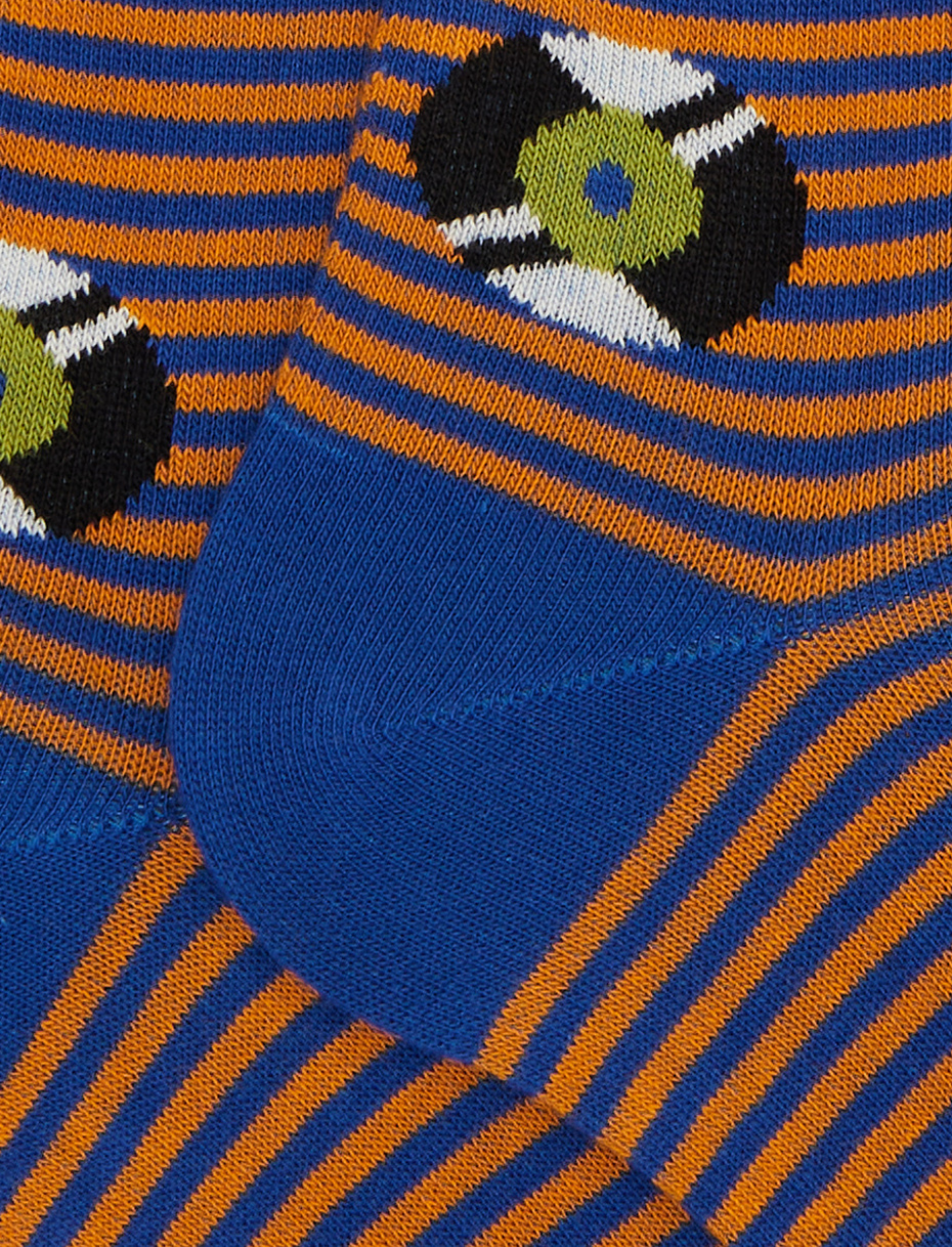Men's long socks in blue cotton with vinyl record pattern - Gallo 1927 - Official Online Shop