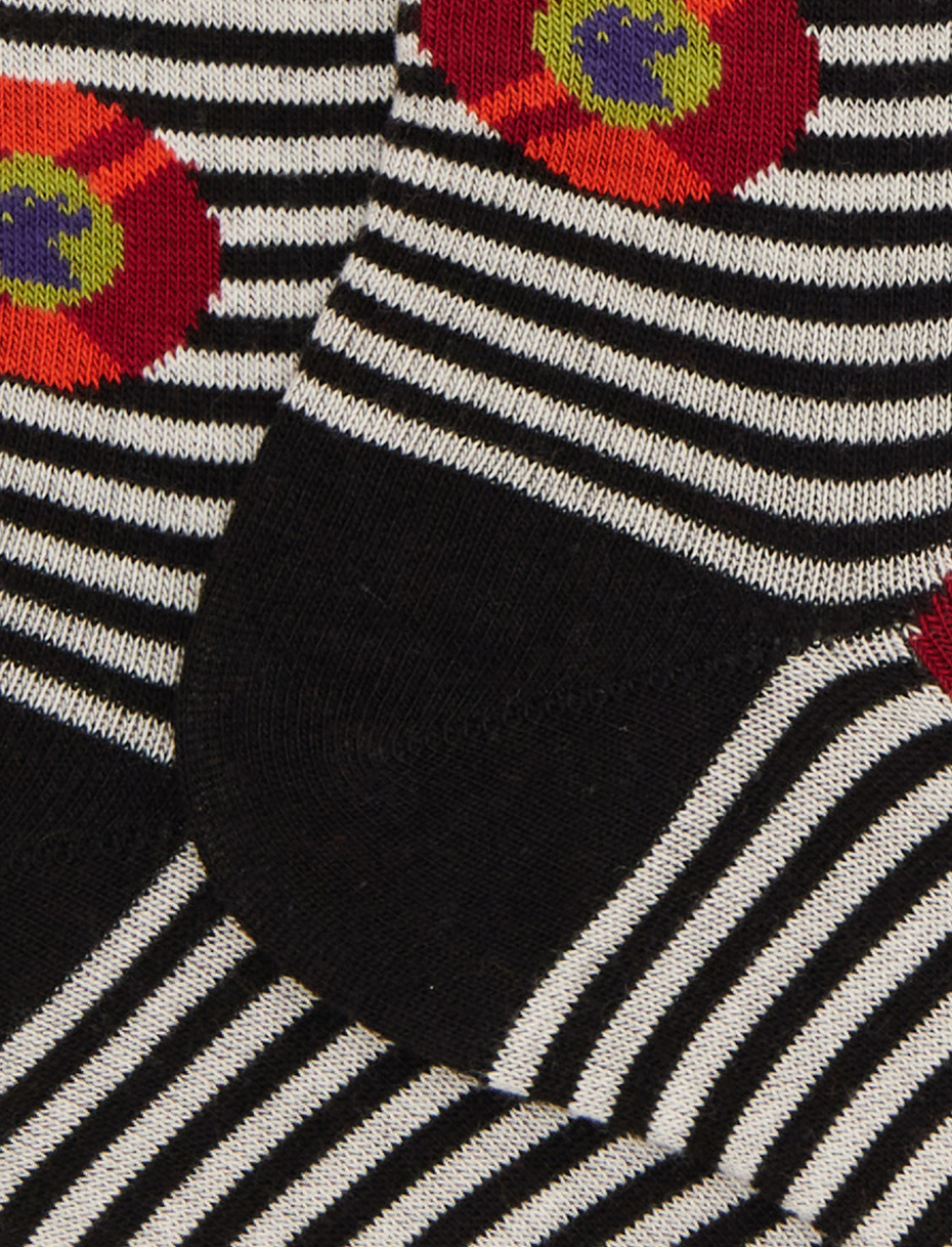 Men's short socks in black cotton with vinyl record pattern - Gallo 1927 - Official Online Shop