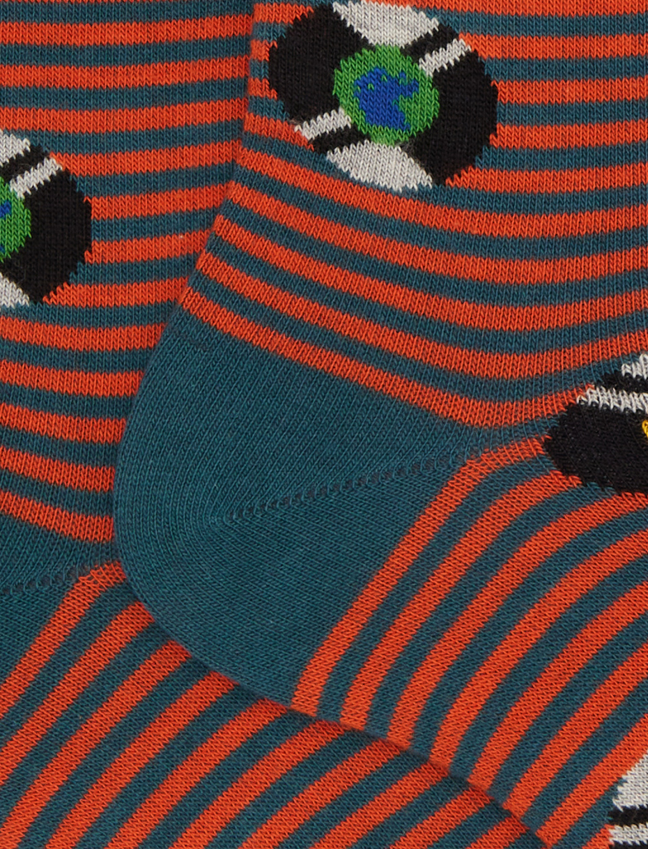Men's short socks in green cotton with vinyl record pattern - Gallo 1927 - Official Online Shop