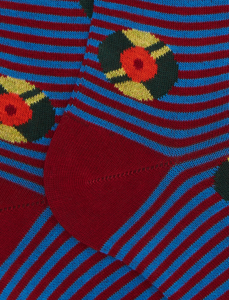Women's long socks in burgundy cotton with vinyl record pattern - Gallo 1927 - Official Online Shop