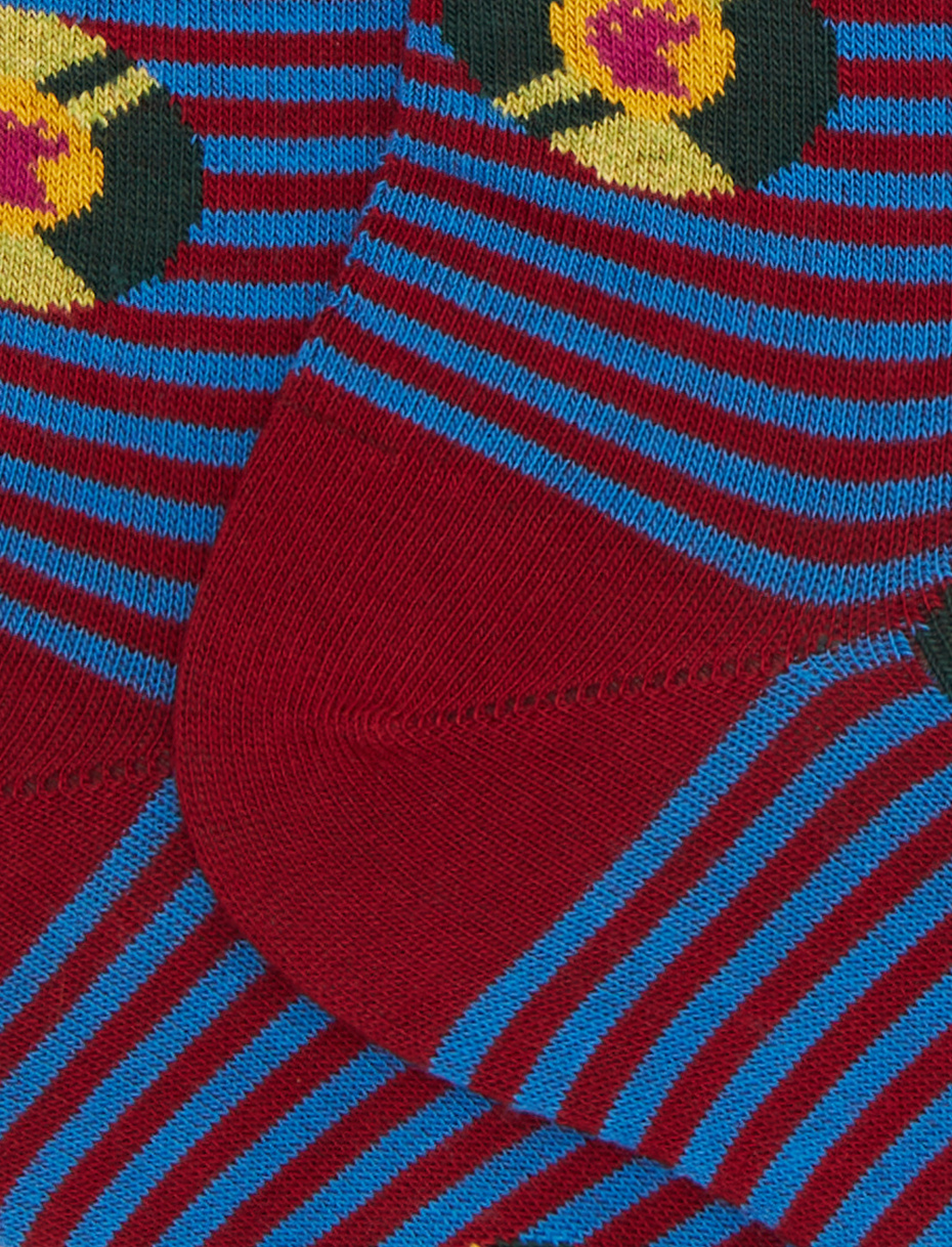 Women's short socks in burgundy cotton with vinyl record pattern - Gallo 1927 - Official Online Shop