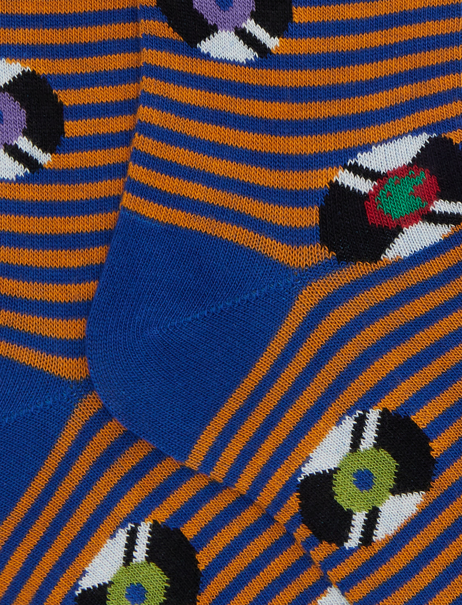 Children's long socks in blue cotton with vinyl record pattern - Gallo 1927 - Official Online Shop