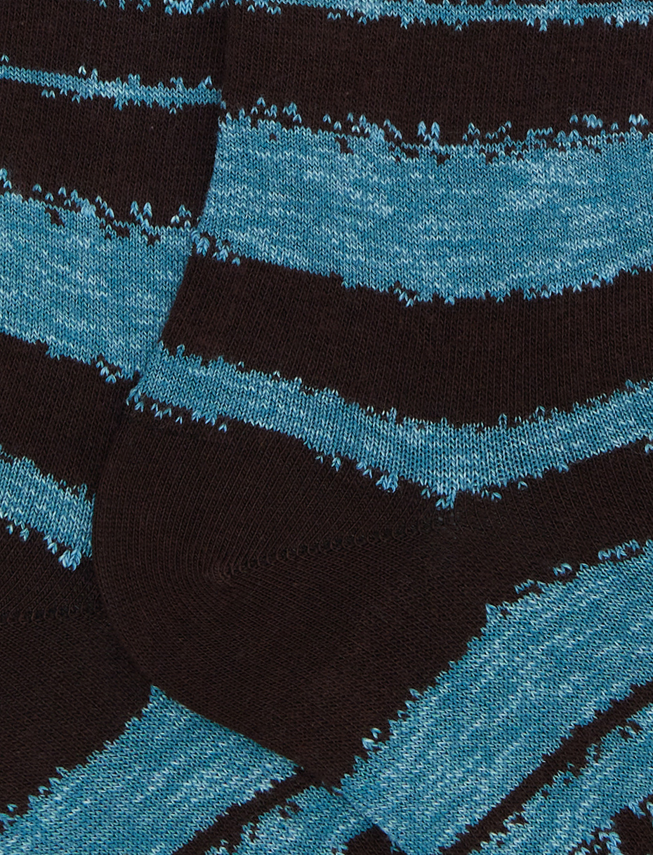 Calze lunghe uomo cotone marrone riga sfumata - Gallo 1927 - Official Online Shop