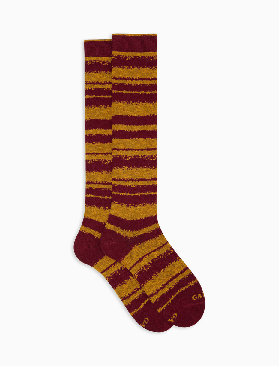 Calze lunghe uomo cotone bordò riga sfumata - Gallo 1927 - Official Online Shop