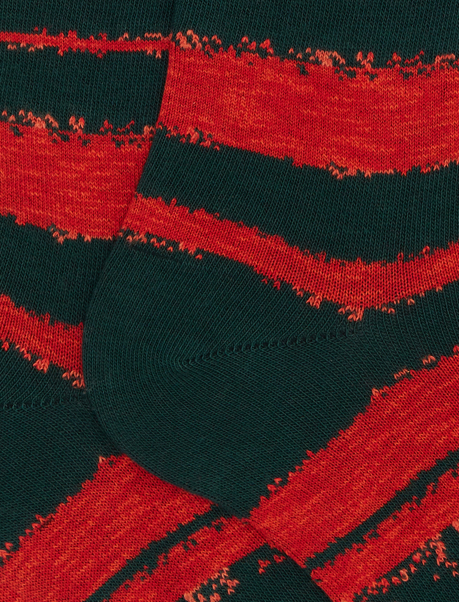 Women's long socks in green cotton with shaded stripes - Gallo 1927 - Official Online Shop