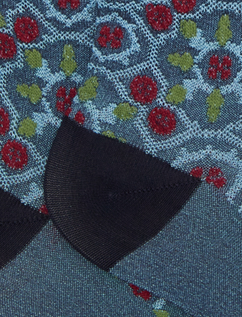 Women's long viscose socks with blue tile pattern - Gallo 1927 - Official Online Shop