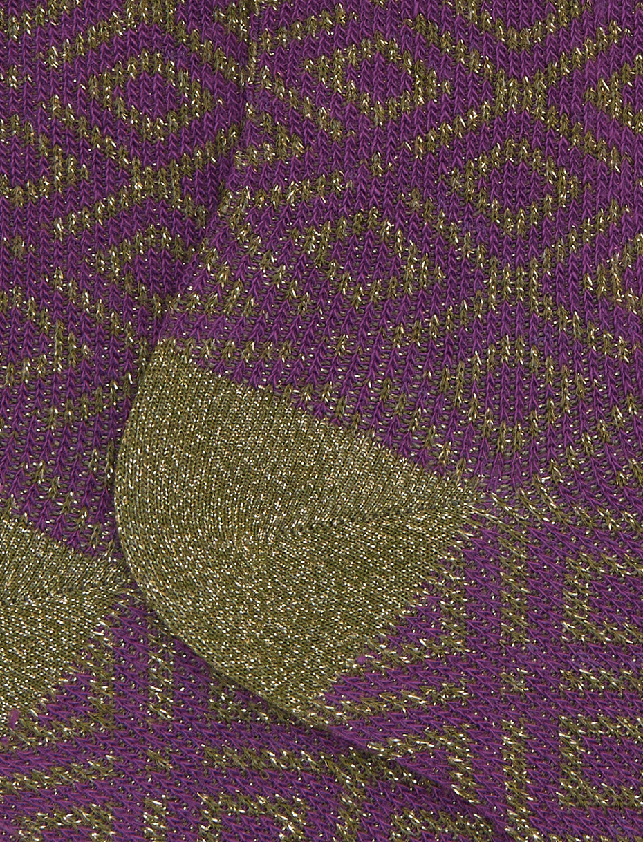 Women's short socks in purple cotton with geometric pattern and glitter effect - Gallo 1927 - Official Online Shop