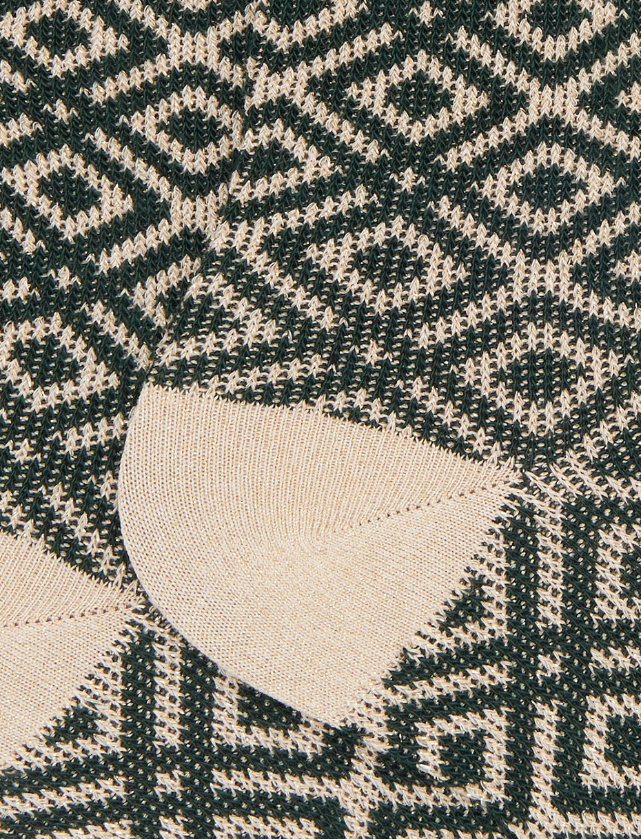 Women's short socks in green cotton with geometric pattern and glitter effect - Gallo 1927 - Official Online Shop
