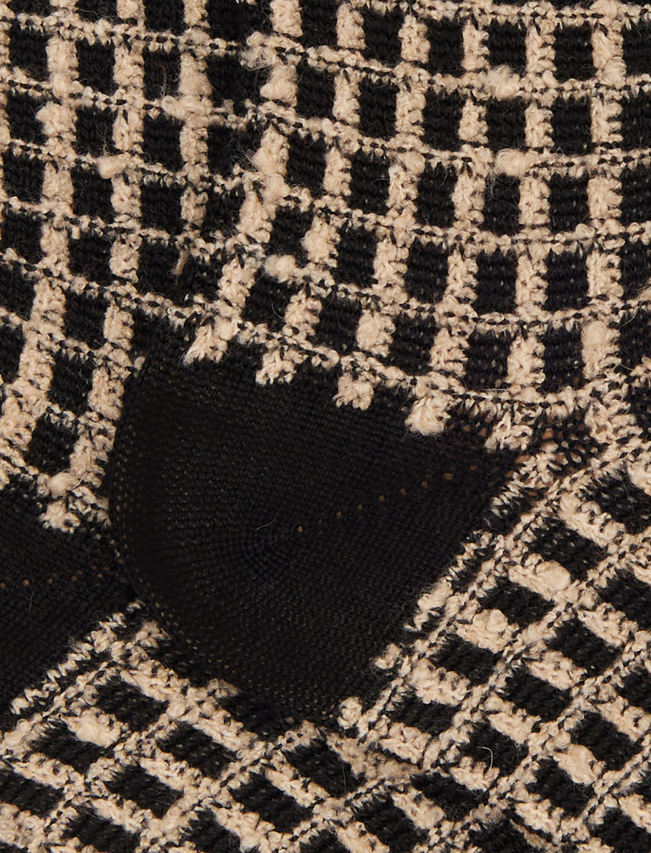 Unisex short socks in wool, silk, and cashmere with black lattice pattern - Gallo 1927 - Official Online Shop