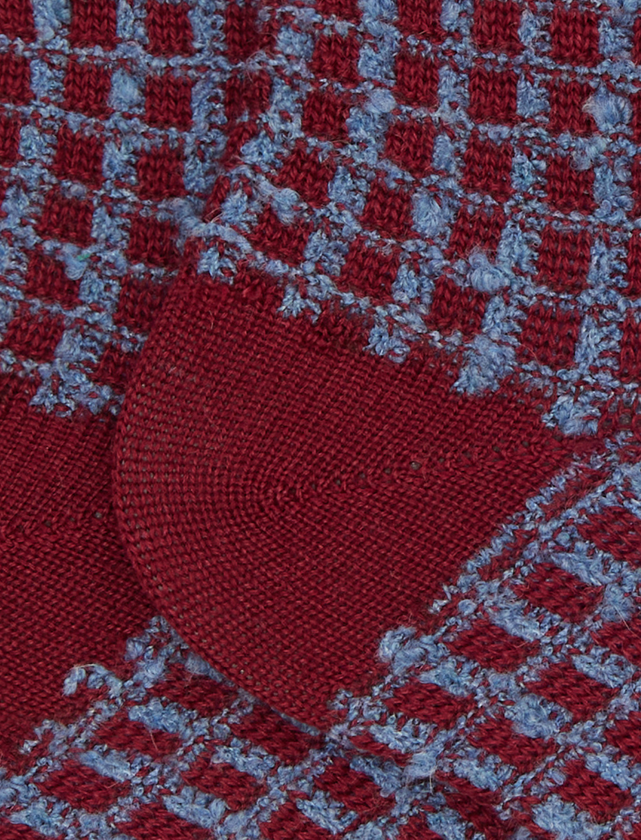 Unisex short socks in wool, silk, and cashmere with burgundy lattice pattern - Gallo 1927 - Official Online Shop