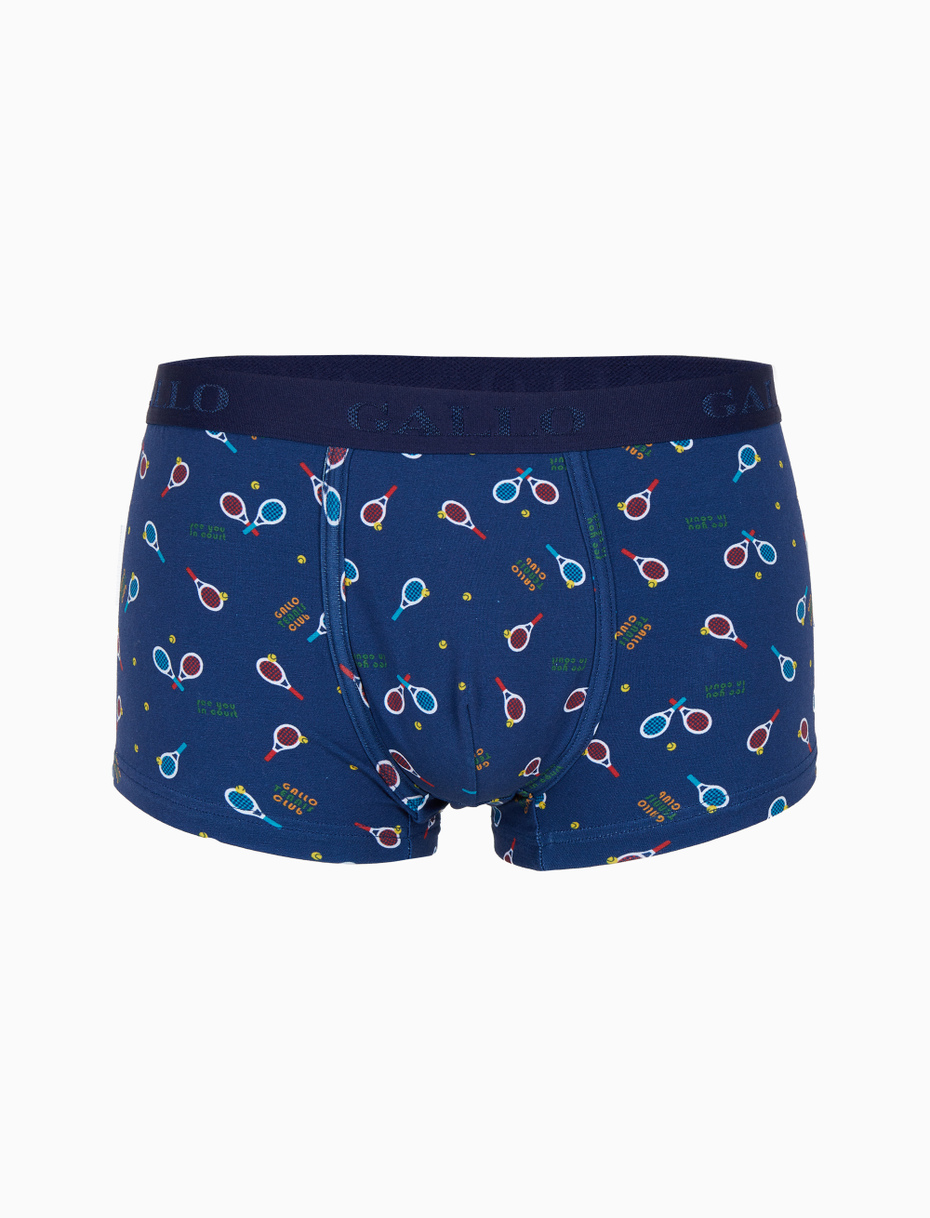 Men’s blue cotton boxer shorts with tennis pattern - Gallo 1927 - Official Online Shop