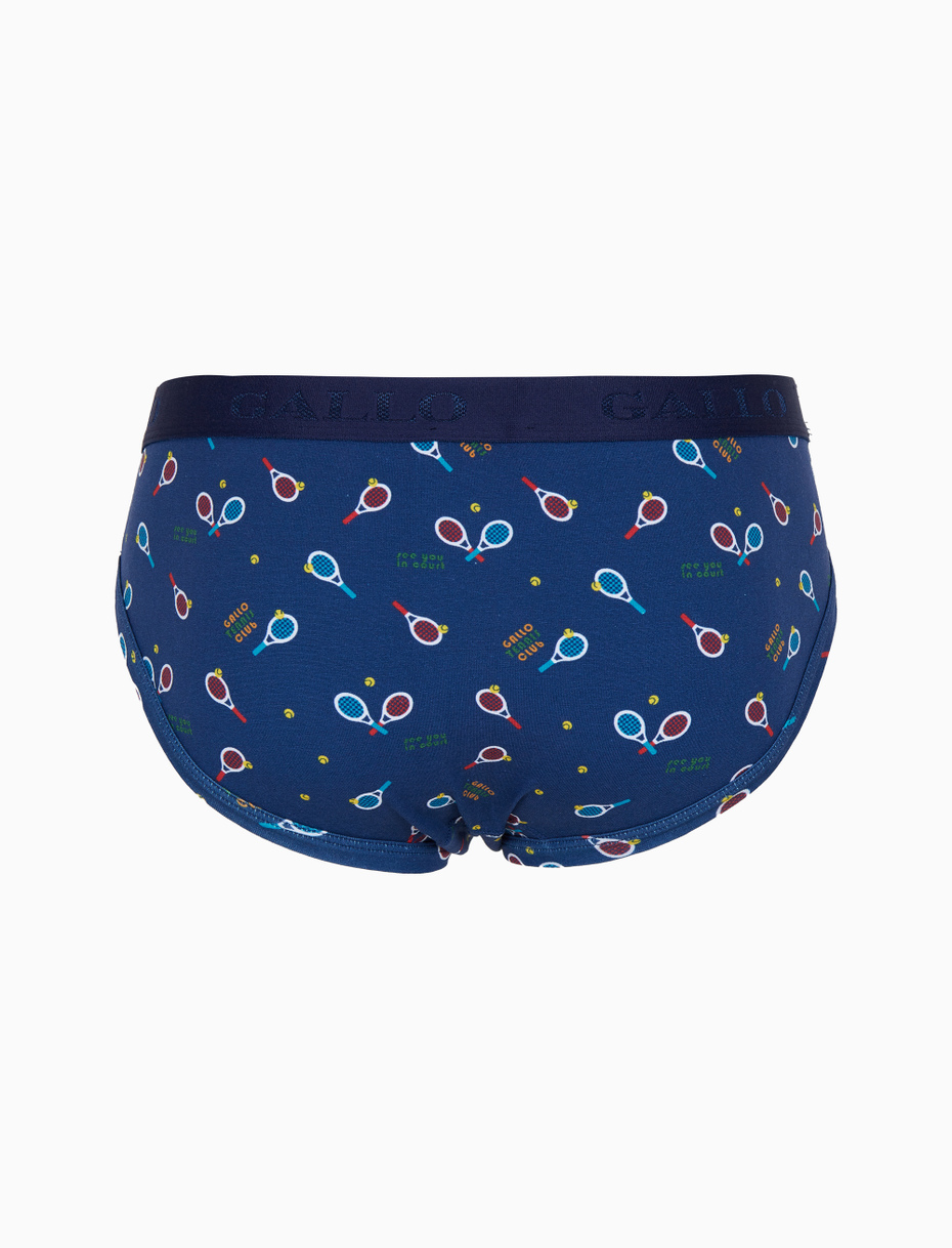 Men’s blue cotton briefs with tennis pattern - Gallo 1927 - Official Online Shop
