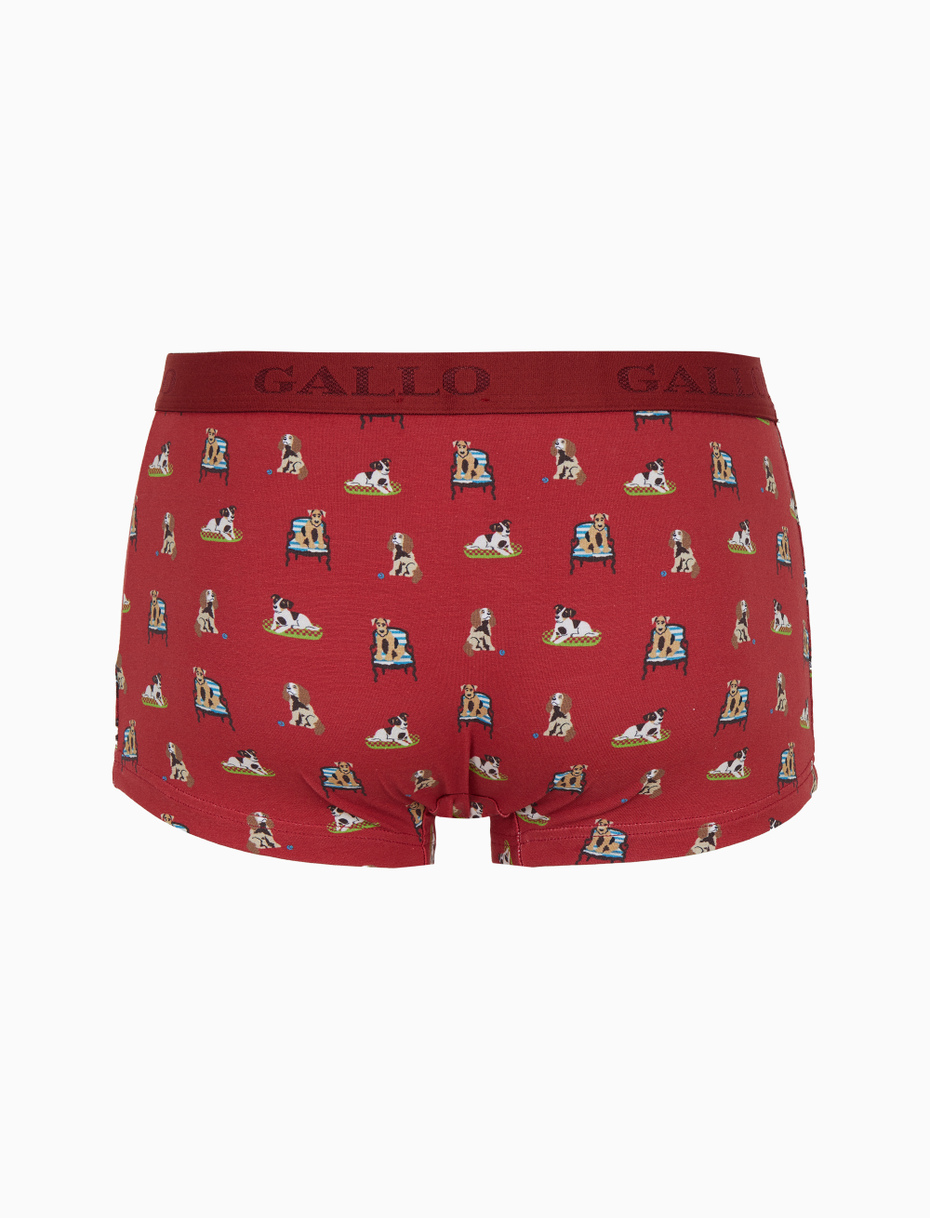 Men’s burgundy cotton boxer shorts with dog pattern - Gallo 1927 - Official Online Shop