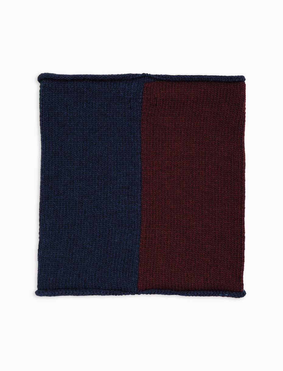 Unisex blue wool neck warmer with color block pattern - Gallo 1927 - Official Online Shop