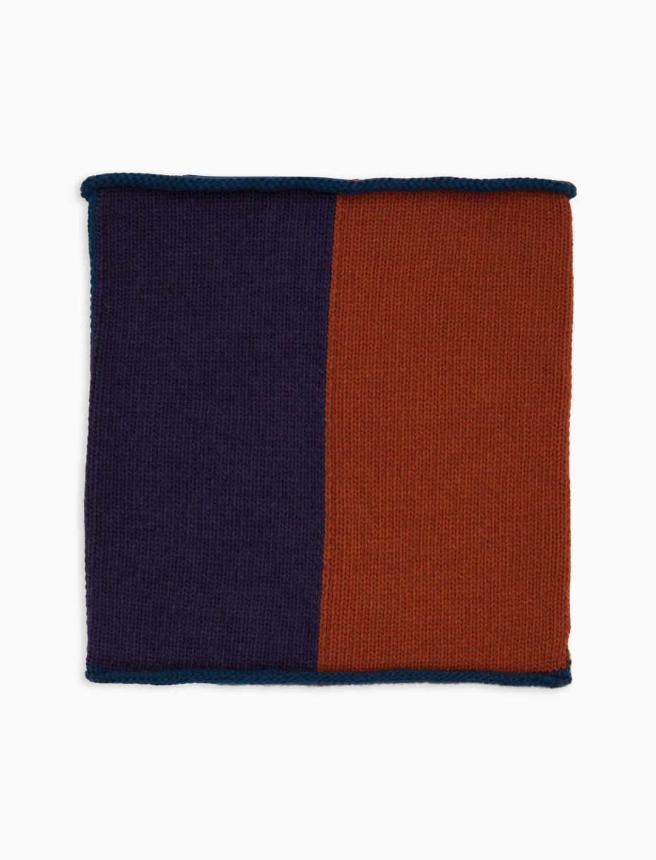 Unisex purple wool neck warmer with color block pattern - Gallo 1927 - Official Online Shop