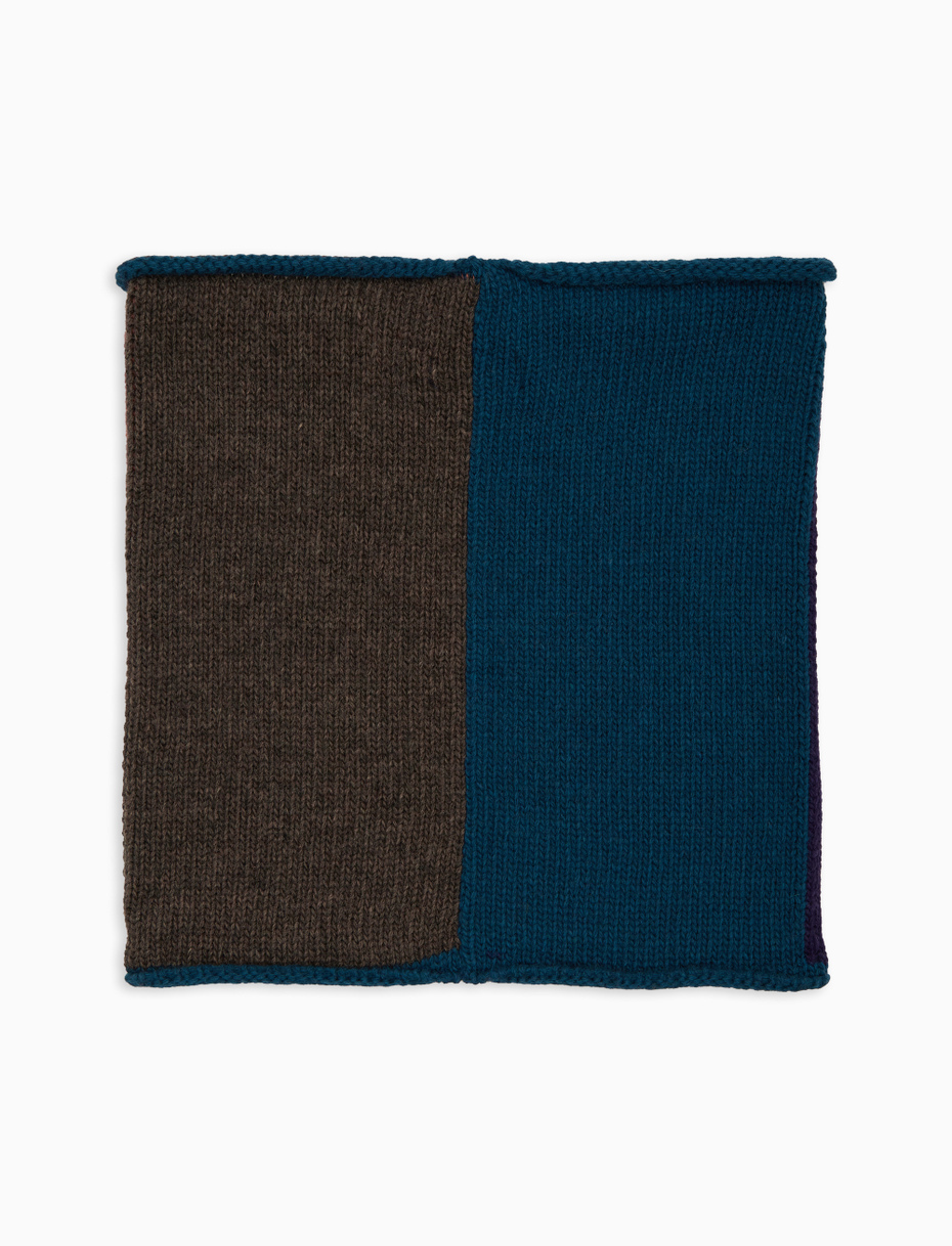 Unisex purple wool neck warmer with color block pattern - Gallo 1927 - Official Online Shop