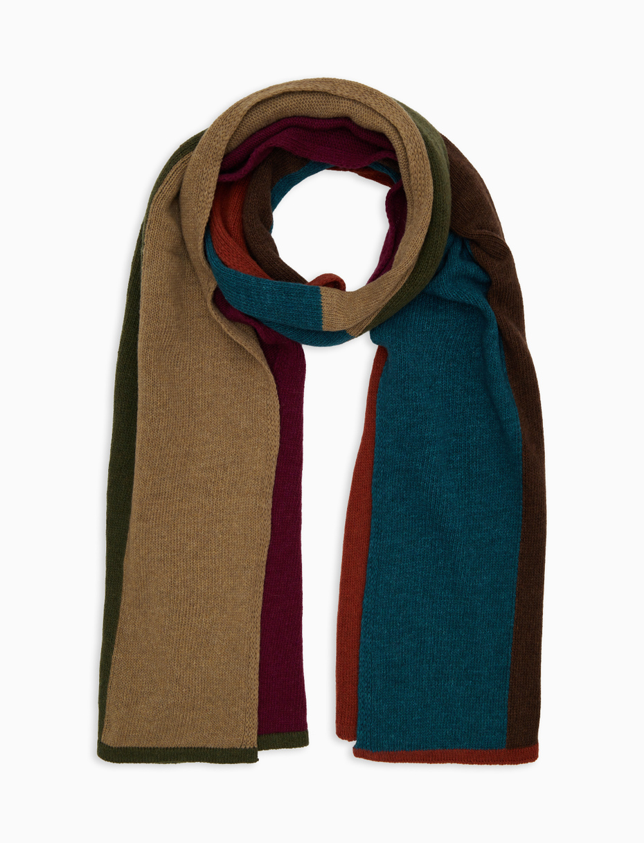 Unisex green wool scarf with color block pattern - Gallo 1927 - Official Online Shop