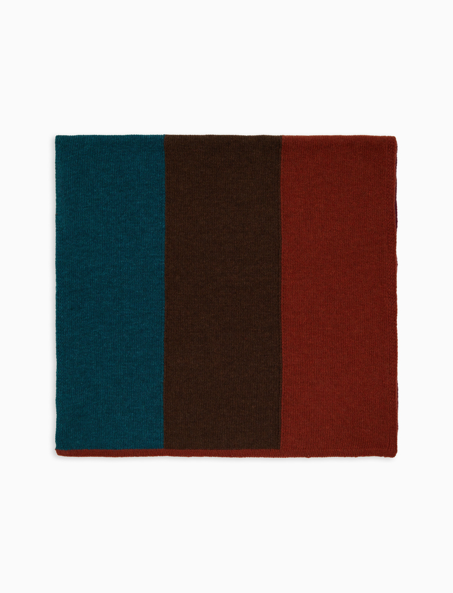Unisex green wool scarf with color block pattern - Gallo 1927 - Official Online Shop