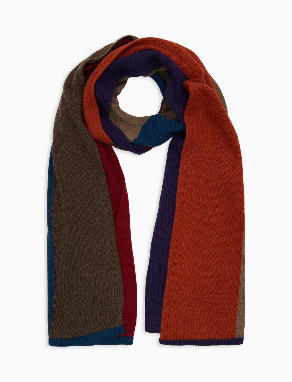 Unisex purple wool scarf with color block pattern - Gallo 1927 - Official Online Shop