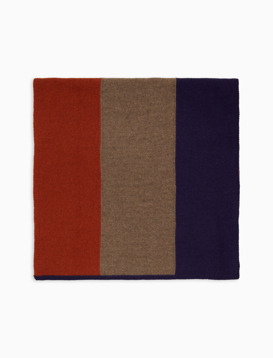 Unisex purple wool scarf with color block pattern - Gallo 1927 - Official Online Shop