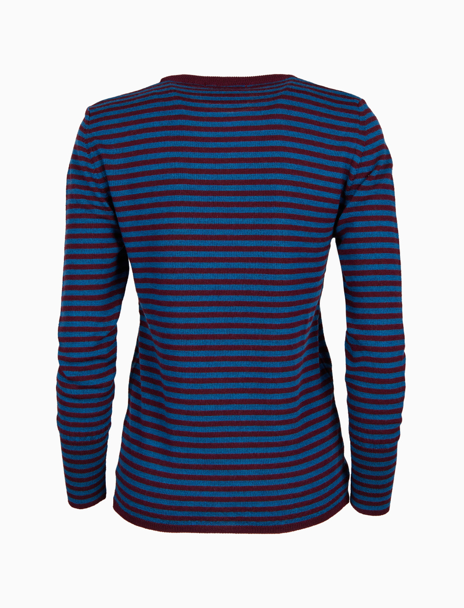 Pull girocollo donna lana bordò righe bicolore - Gallo 1927 - Official Online Shop