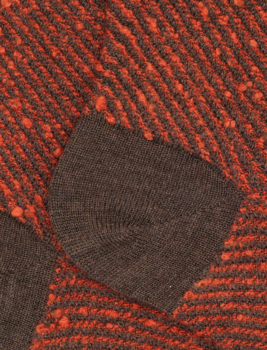 Unisex short socks in wool, cotton, and cashmere with orange regimental pattern - Gallo 1927 - Official Online Shop
