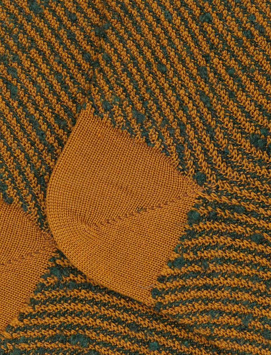 Unisex short socks in wool, cotton, and cashmere with yellow regimental pattern - Gallo 1927 - Official Online Shop