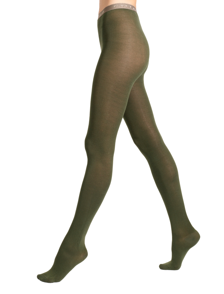 Women's plain green cotton tights - Gallo 1927 - Official Online Shop