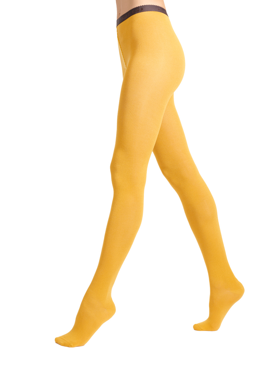 Women's plain yellow cotton tights - Gallo 1927 - Official Online Shop