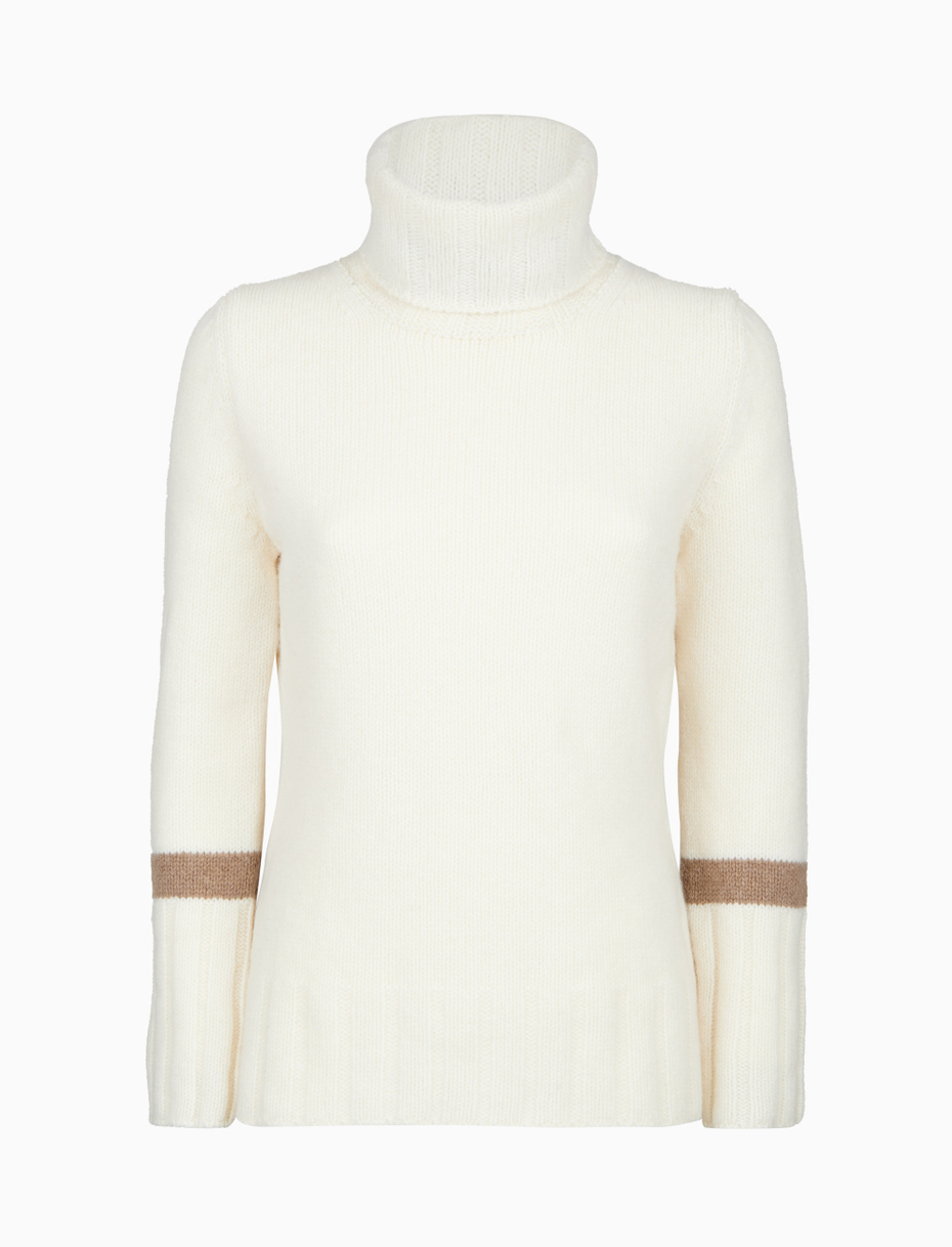Women's plain white wool turtleneck sweater - Gallo 1927 - Official Online Shop