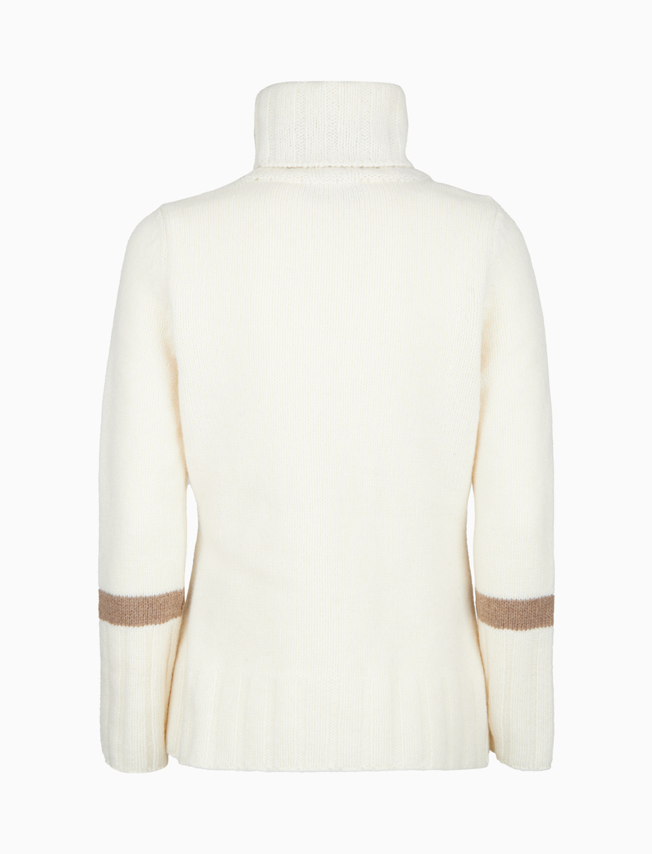 Women's plain white wool turtleneck sweater - Gallo 1927 - Official Online Shop