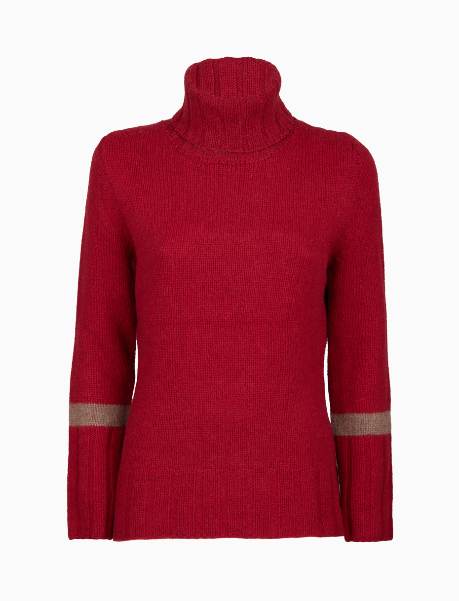 Women's plain red wool turtleneck sweater - Gallo 1927 - Official Online Shop