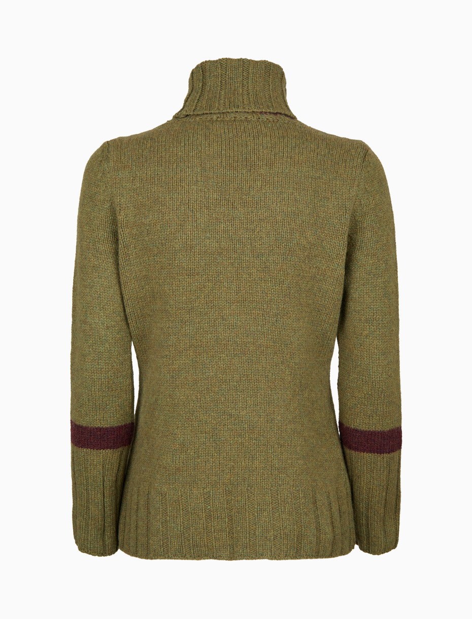 Women's plain green wool turtleneck sweater - Gallo 1927 - Official Online Shop