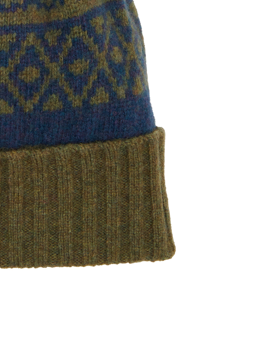 Unisex woolen hat with turn-up in blue with Christmas Greek pattern - Gallo 1927 - Official Online Shop