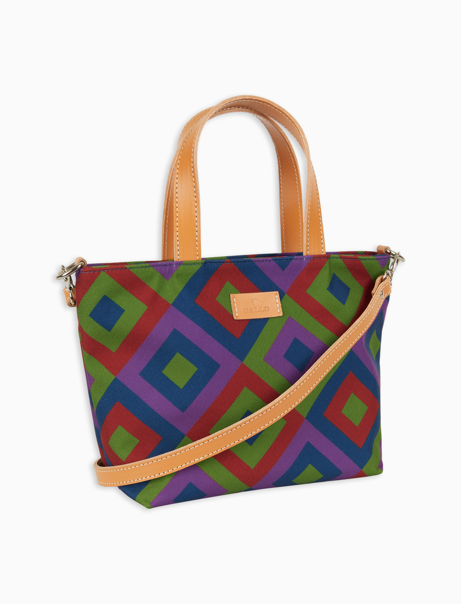 Small women's shopping bag in burgundy with concentric diamond pattern - Gallo 1927 - Official Online Shop