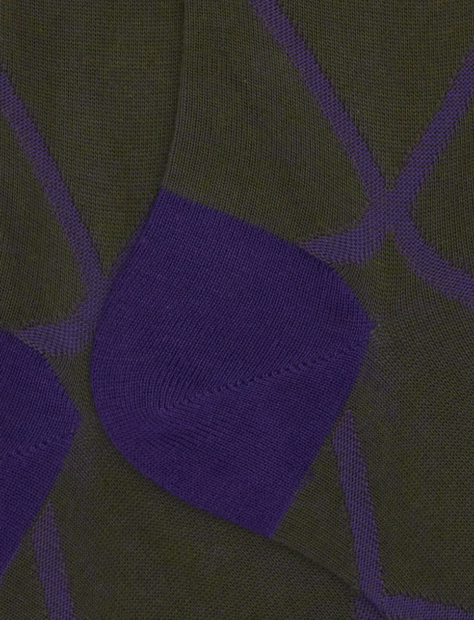 Men's long socks in green cotton with diamond pattern - Gallo 1927 - Official Online Shop