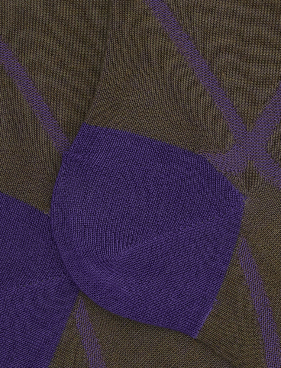 Men's long socks in purple cotton with diamond pattern - Gallo 1927 - Official Online Shop