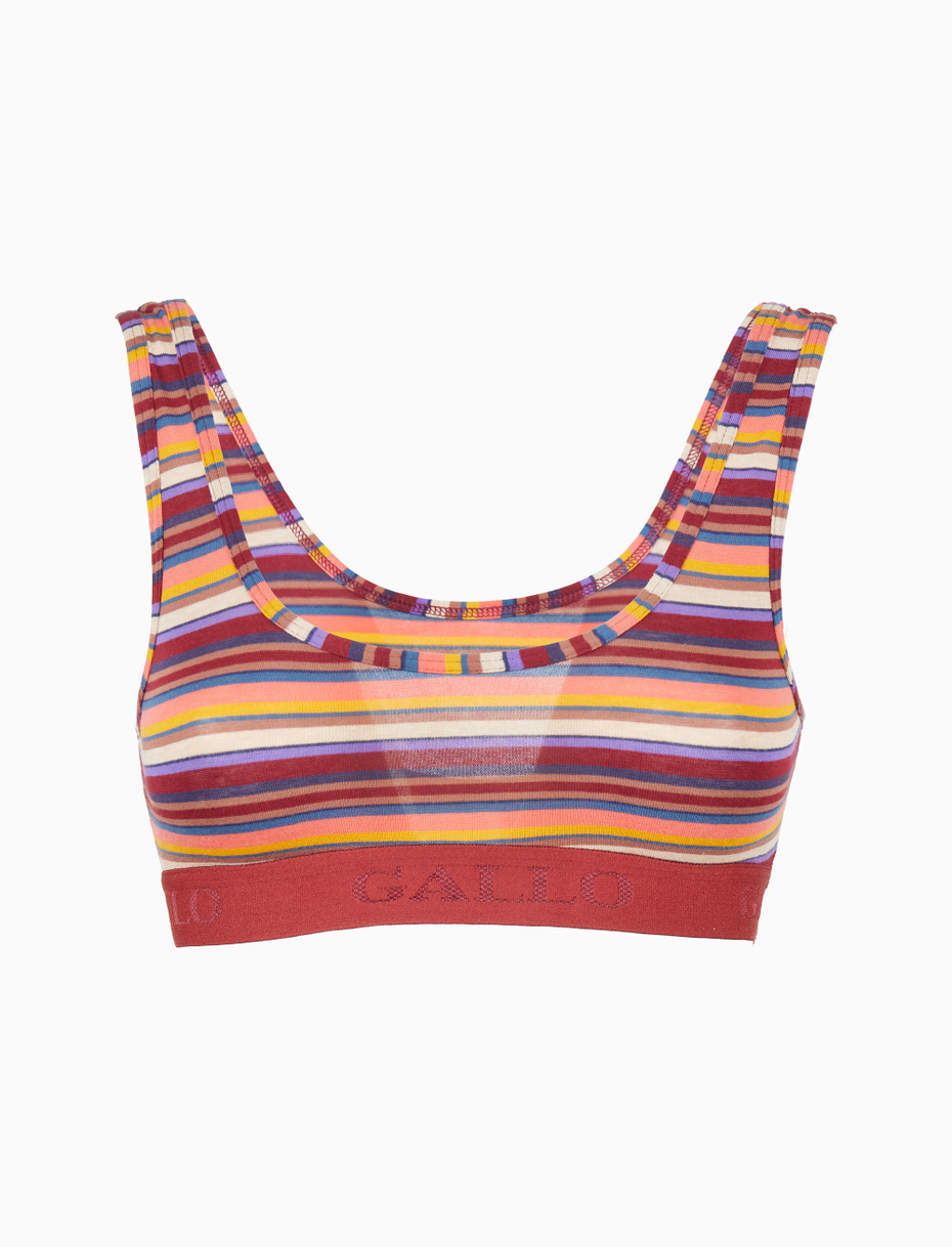 Bralette intimo donna cotone bordò righe multicolor - Gallo 1927 - Official Online Shop