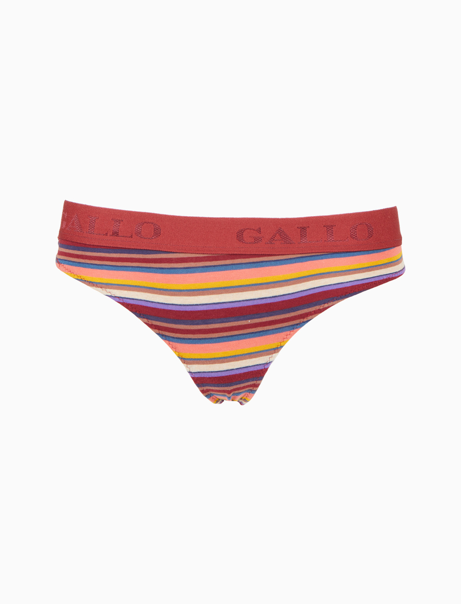 Slip intimo donna cotone bordò righe multicolor - Gallo 1927 - Official Online Shop