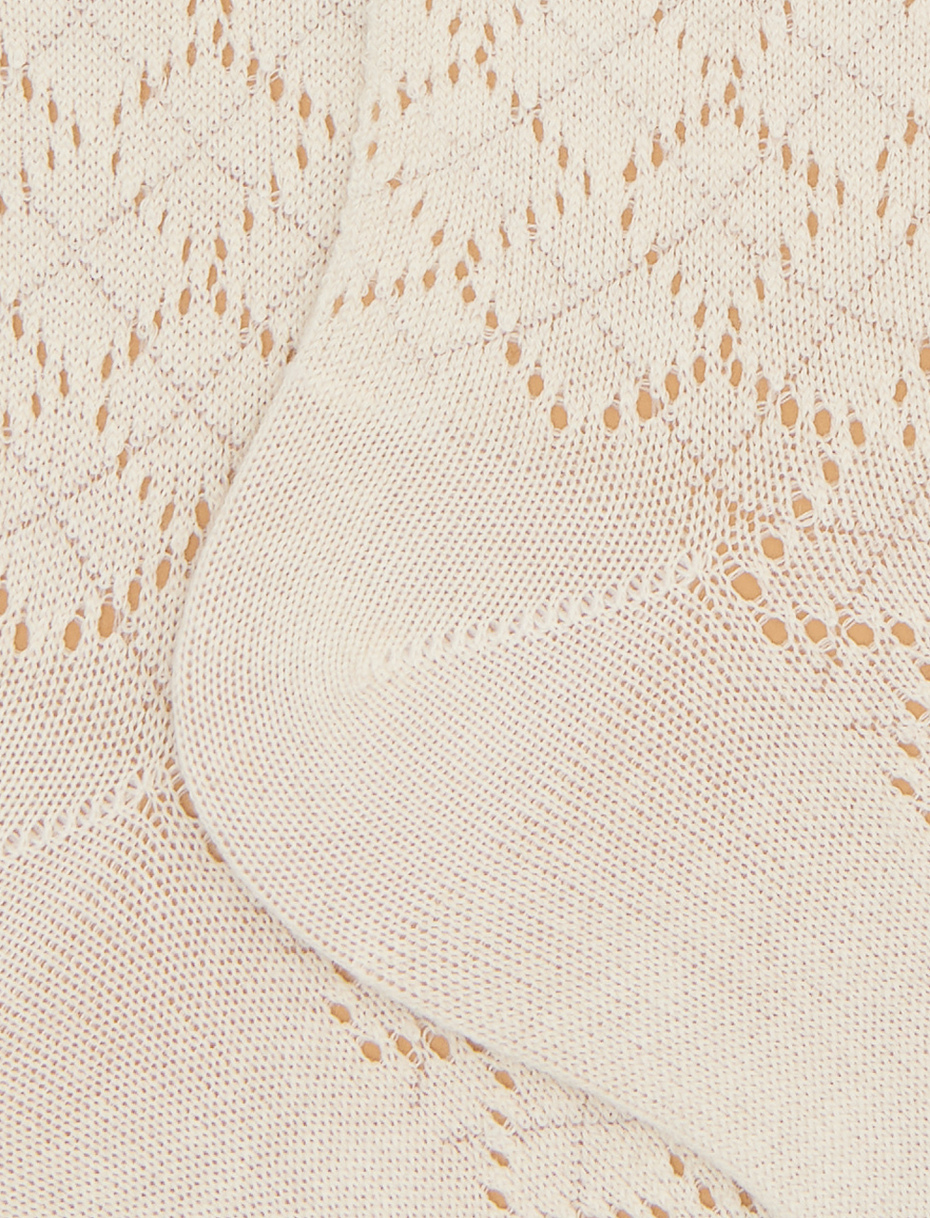 Women's long perforated socks in plain white cotton and cashmere - Gallo 1927 - Official Online Shop