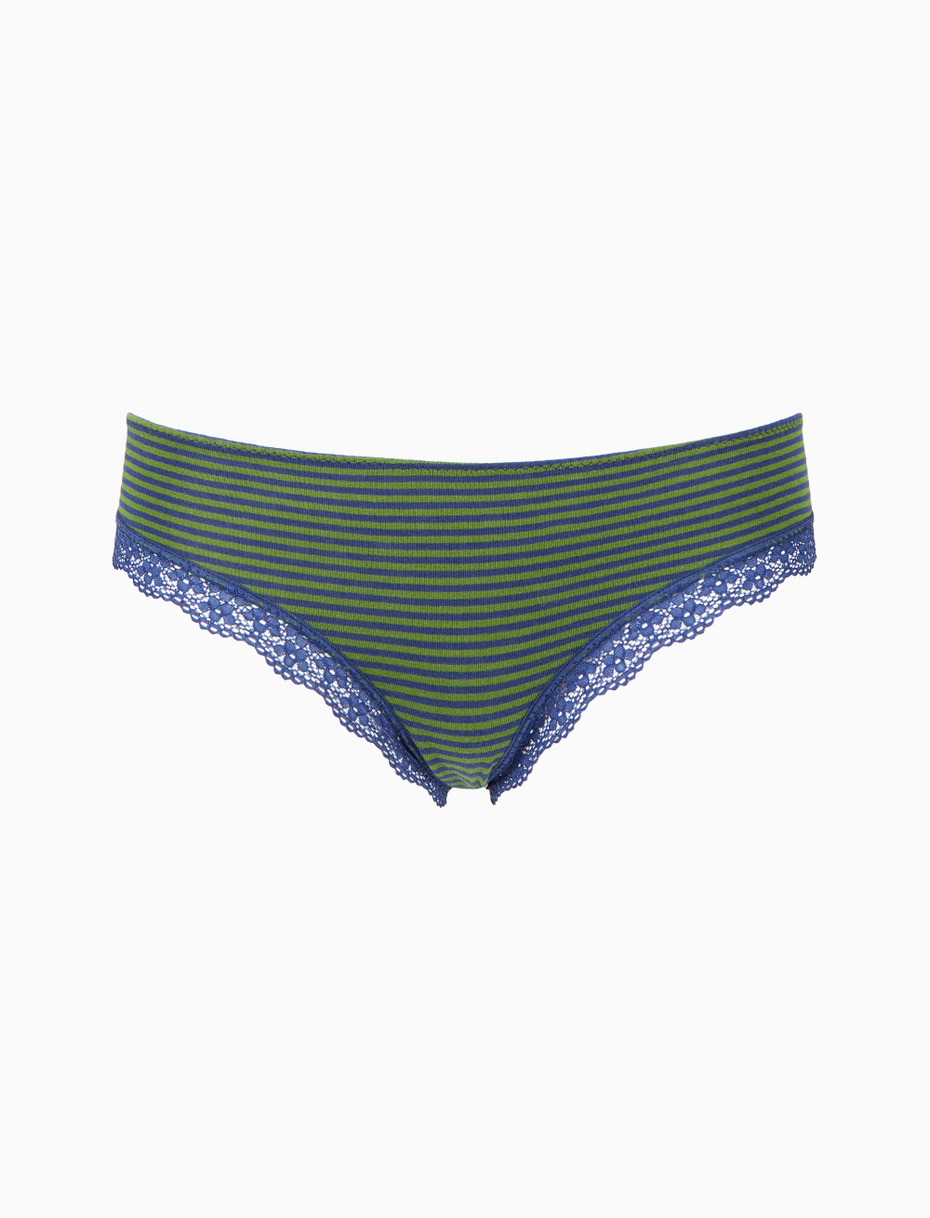 Women's blue cotton Brazilian briefs with Windsor stripes - Gallo 1927 - Official Online Shop