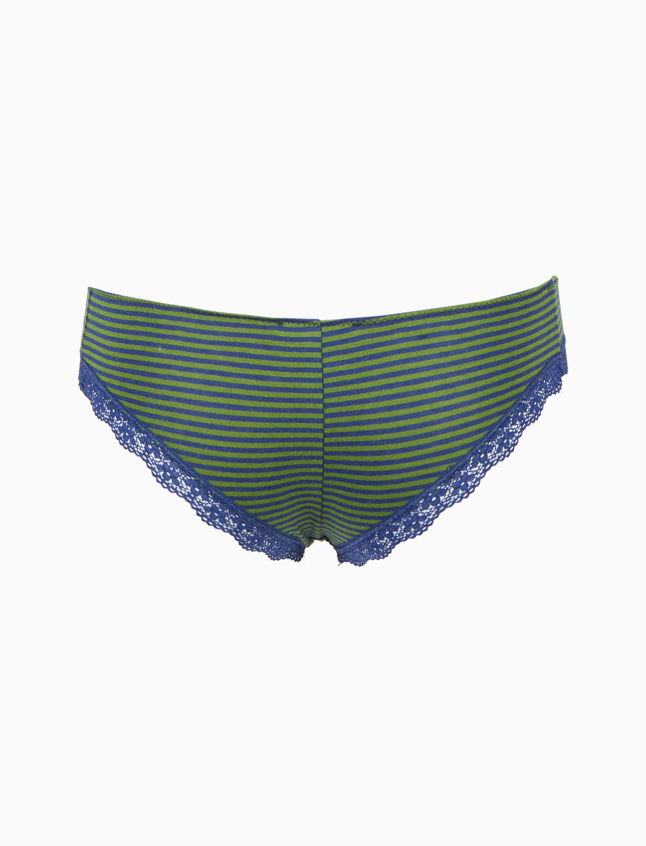 Women's blue cotton Brazilian briefs with Windsor stripes - Gallo 1927 - Official Online Shop