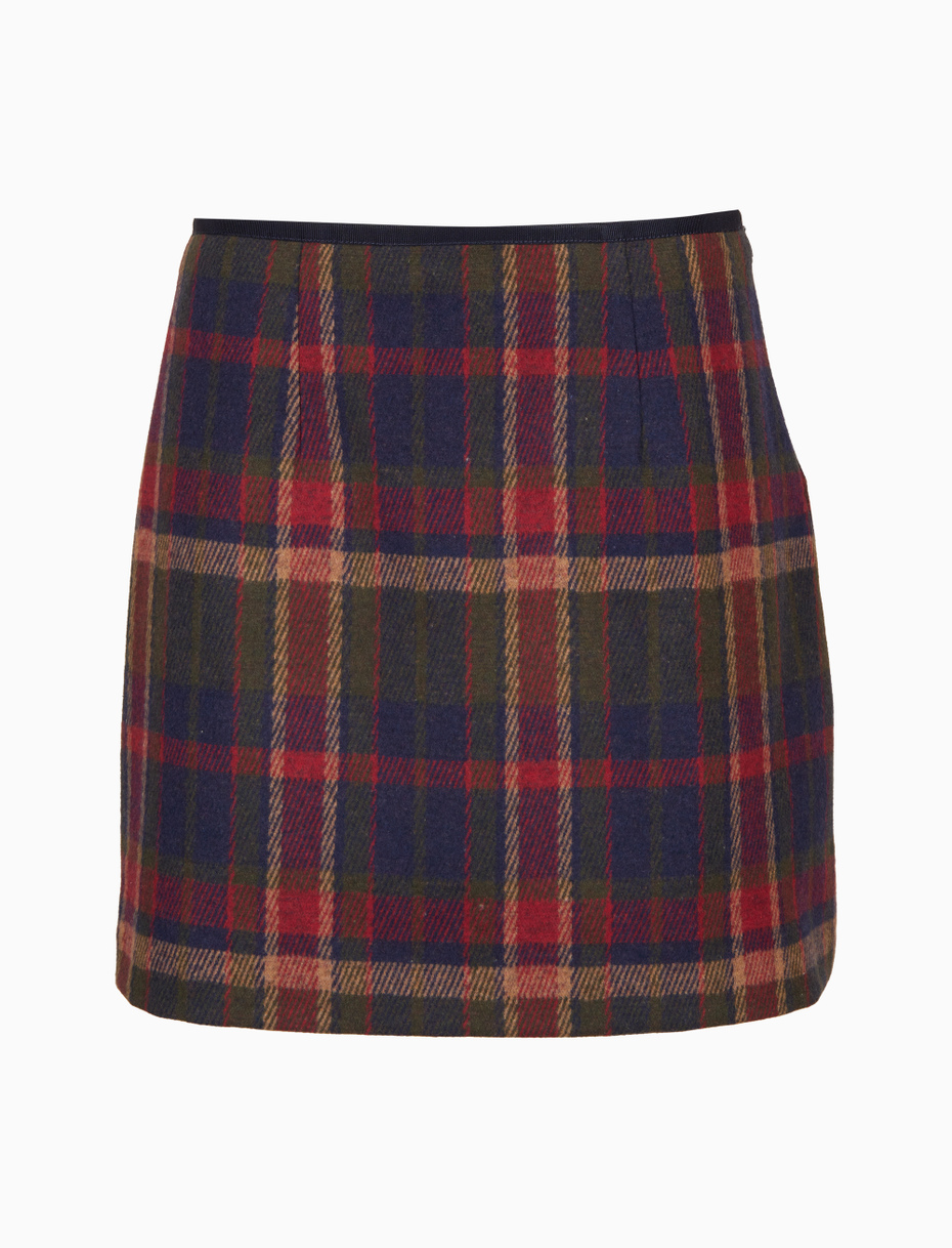 Women's blue diagonal tartan A-line mini skirt - Gallo 1927 - Official Online Shop