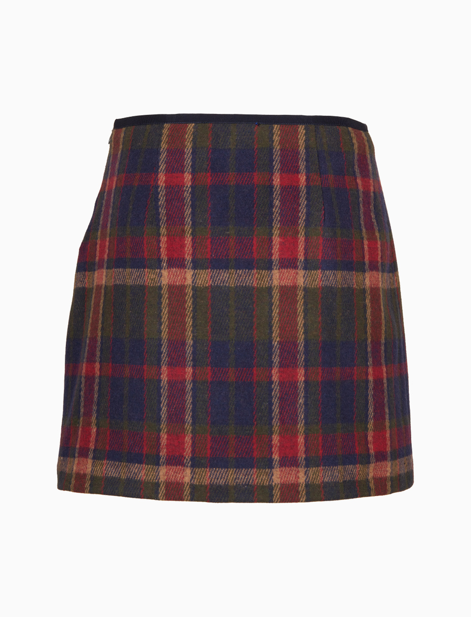 Women's blue diagonal tartan A-line mini skirt - Gallo 1927 - Official Online Shop